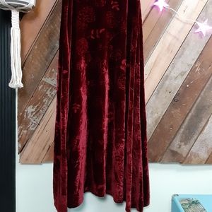 Vintage Long Burgundy Silk & Rayon Skirt Sz S